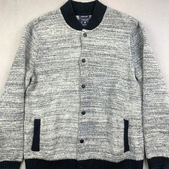 American Eagle  Sweater  (Fits Large) Gray Heather Button Up Long Sleeve - Picture 1 of 6